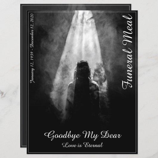 Funeral Meal Menu Card in the light (Voorkant / Achterkant)