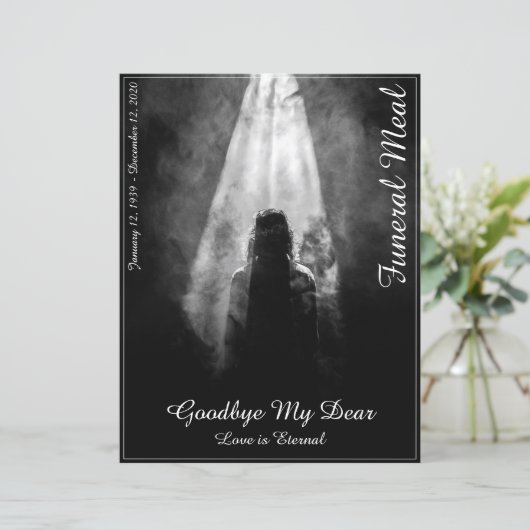 Funeral Meal Menu Card in the light (Staand voorkant)