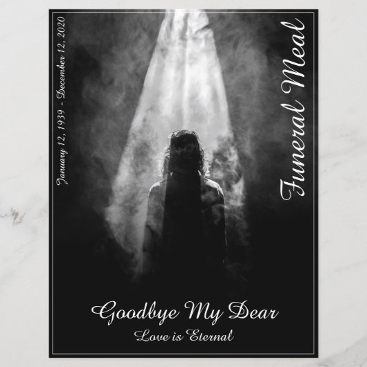 Funeral Meal Menu Card in the light (Voorkant)