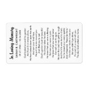Funeral Memento Gods Garden Gedicht gepersonalisee Etiket (Voorkant)