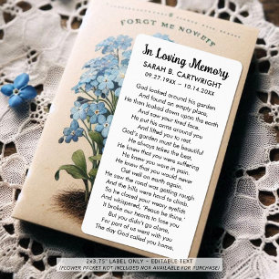 Funeral Memento Gods Garden Gedicht gepersonalisee Etiket