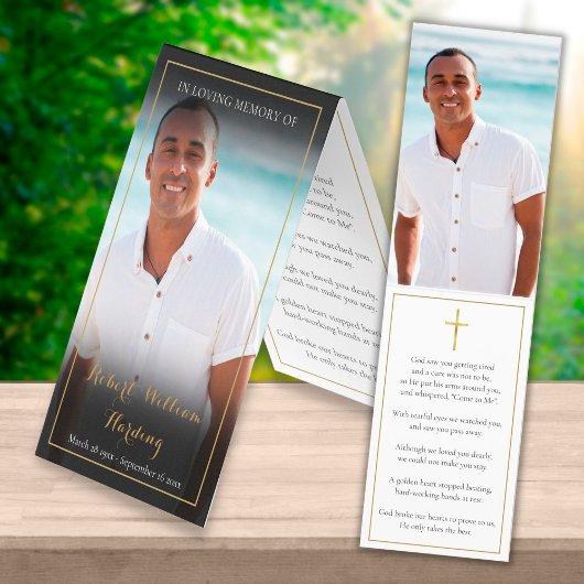 Funeral Memorial 2 Foto's gevouwen gebedde Kaarten