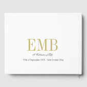 Funeral Memorial 3 Foto Simple Elegant Gastenboek (Achterkant)