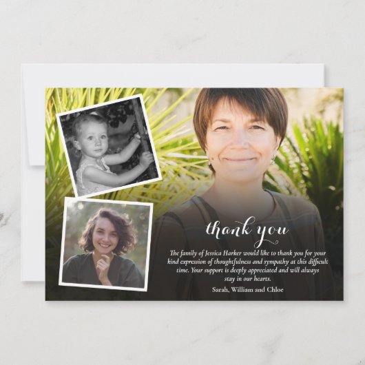 Funeral Memorial 4 Photo Collage Script Bedankkaart (Voorkant)