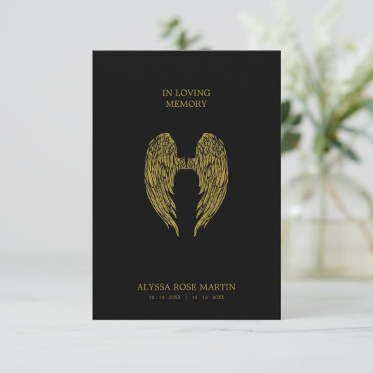 Funeral Memorial Angel Wings Dear One Passed Away (Staand voorkant)