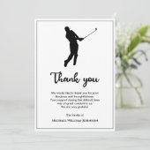 Funeral Memorial Black and White Golf Player Bedankkaart (Staand voorkant)