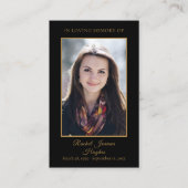 Funeral Memorial Black Gold Foto Prayer Kaarten Visitekaartje (Voorkant)