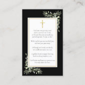 Funeral Memorial Black Gold Foto Prayer Kaarten Visitekaartje (Achterkant)