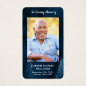 Funeral Memorial Blue Marble Photo Prayer Kaart (Voorkant)