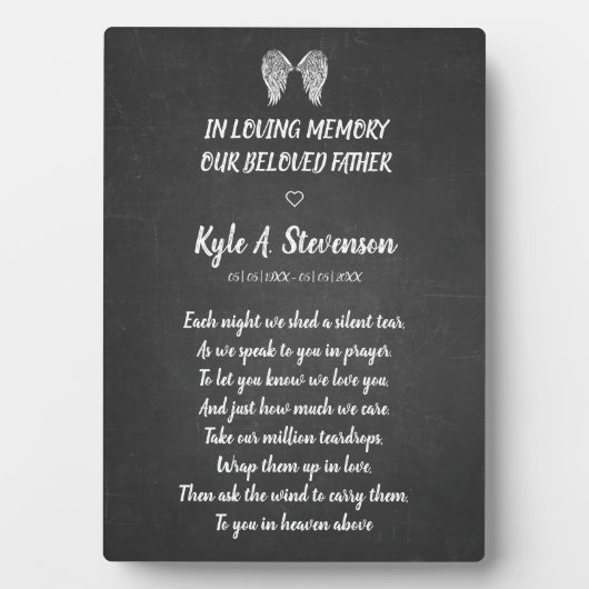 Funeral Memorial Chalk Blackboard Effect Beste Fotoplaat (voorkant)