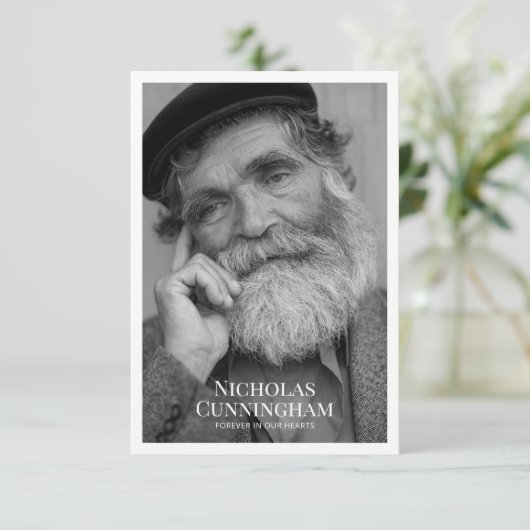 Funeral Memorial Classic Simple Photo and Message Bedankkaart (Staand voorkant)