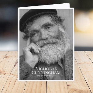 Funeral Memorial Classic Simple Photo and Message Bedankkaart