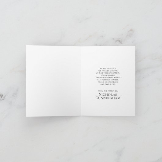 Funeral Memorial Classic Simple Photo and Message Bedankkaart (Binnen)