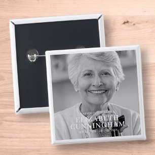 Funeral Memorial Classic Simple Photo Vierkante Button 5,1 Cm