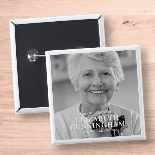 Funeral Memorial Classic Simple Photo Vierkante Button 5,1 Cm