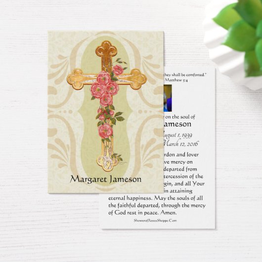 Funeral Memorial Cross Floral Heilige Kaart - (Bureau)