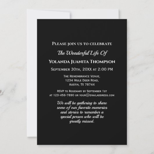 Funeral Memorial Custom Photo Bereavement Sympathi Kaart (Achterkant)