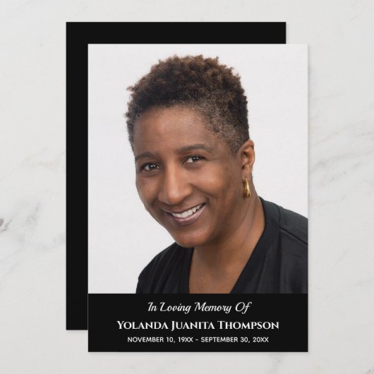 Funeral Memorial Custom Photo Bereavement Sympathi Kaart (Voorkant / Achterkant)