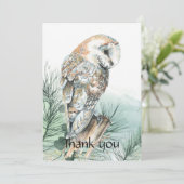 Funeral Memorial Dank u Waterverf Barn Owl Bedankkaart (Staand voorkant)