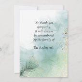 Funeral Memorial Dank u Waterverf Barn Owl Bedankkaart (Achterkant)