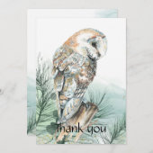 Funeral Memorial Dank u Waterverf Barn Owl Bedankkaart (Voorkant / Achterkant)