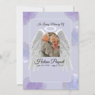 Funeral Memorial Design Template – Angel Wings  Kaart