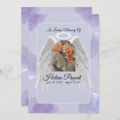 Funeral Memorial Design Template – Angel Wings  Kaart (Voorkant / Achterkant)