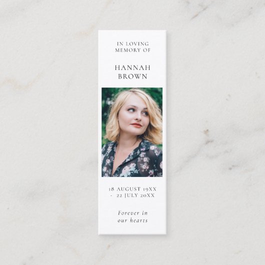 Funeral Memorial Elegant Chic Mini Bladwijzer Kaar Mini Visitekaartje (Voorkant)