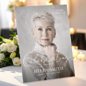 Funeral Memorial Elegant Minimalist Custom Photo Reclamebord Met Voetstuk