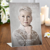 Funeral Memorial Elegant Minimalist Custom Photo Reclamebord Met Voetstuk