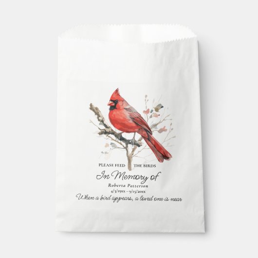 Funeral Memorial Favor Cardinal Bird Seed  Bedankzakje (Voorkant)