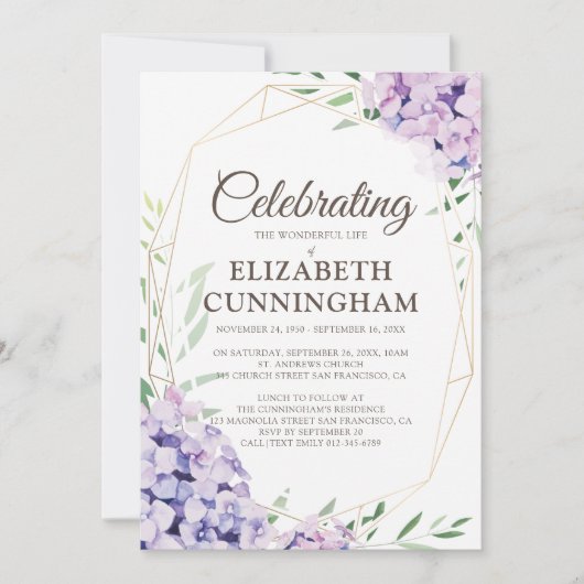 Funeral Memorial Floral Flower Geometric Woodsy Kaart (Voorkant)