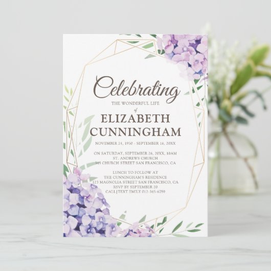 Funeral Memorial Floral Flower Geometric Woodsy Kaart (Staand voorkant)