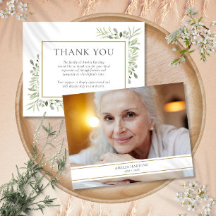 Funeral Memorial Foliage Foto bedankt Notitiekaartje