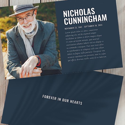 Funeral Memorial Forever in ons hart Foto Card Visitekaartje