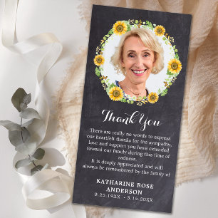 Funeral Memorial Foto Floral Chalkboard Sympathie Bedankkaart