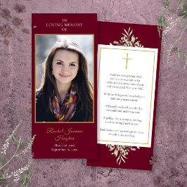 Funeral Memorial Foto Greenery Prayer Kaart