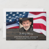 Funeral Memorial Fotoveteran Sympathie VS vlag Bedankkaart (Voorkant)