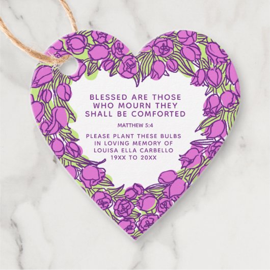 Funeral memorial gift plant tulip bulten gunste ta bedankjes labels (Voorkant)