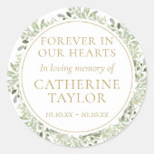 Funeral Memorial Greenery Floral Ronde Sticker (Voorkant)