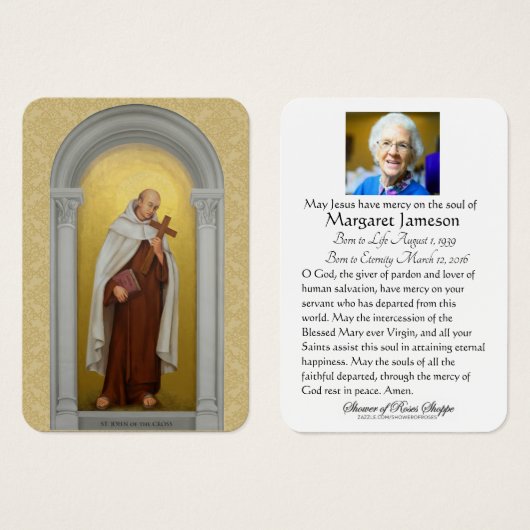 Funeral Memorial Heilige Kaart St. John van het Kr (Voorkant /achterkant)