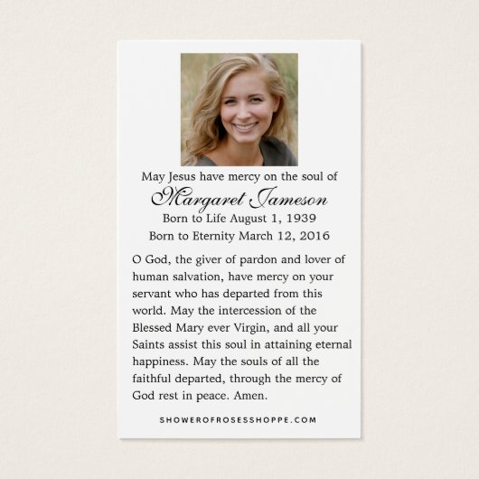 Funeral Memorial Heilige Kaart St. Therese Rozen (Achterkant)