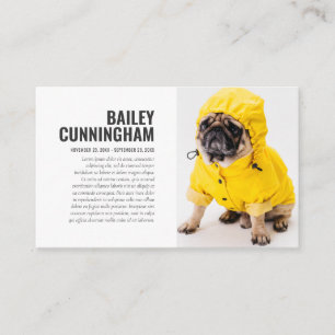 Funeral Memorial in Loving Memory Pet Photo Card Visitekaartje