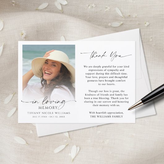 Funeral Memorial In Loving Memory Photo Bedankkaart