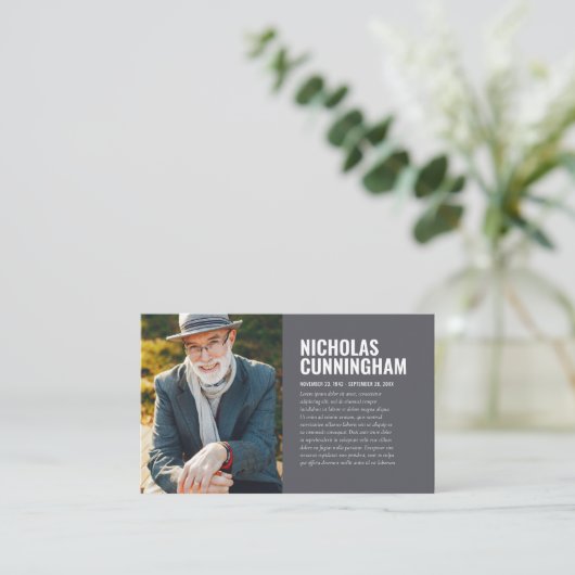 Funeral Memorial in Loving Memory Photo Card Visitekaartje (Staand voorkant)