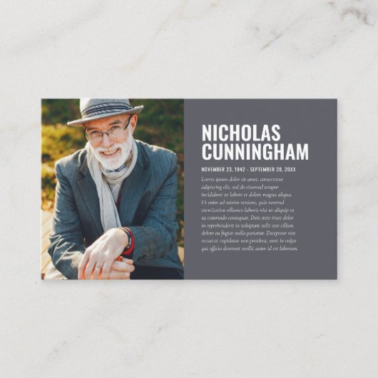 Funeral Memorial in Loving Memory Photo Card Visitekaartje (Voorkant)