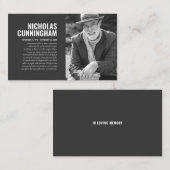 Funeral Memorial in Loving Memory Photo Card Visitekaartje (Voorkant / Achterkant)