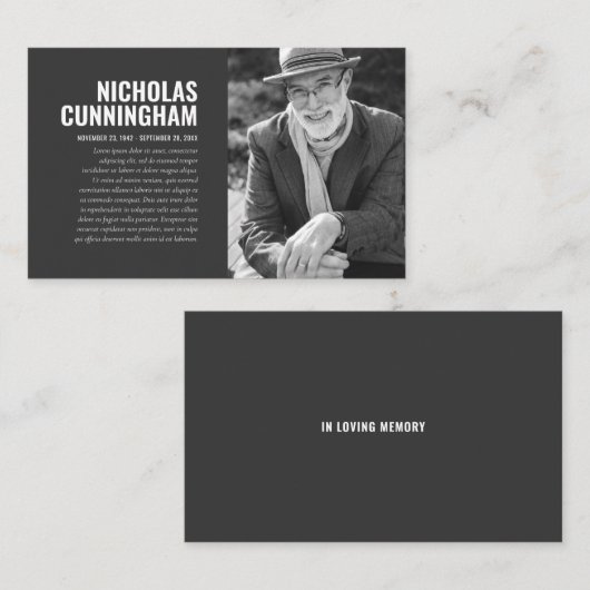 Funeral Memorial in Loving Memory Photo Card Visitekaartje (Voorkant / Achterkant)