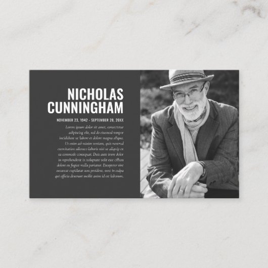 Funeral Memorial in Loving Memory Photo Card Visitekaartje (Voorkant)