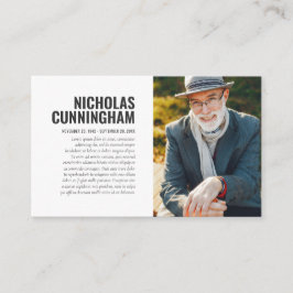 Funeral Memorial in Loving Memory Photo Card Visitekaartje